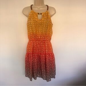 Cynthia Steffe Yellow Orange Red Ombre Silk Dress Size 2